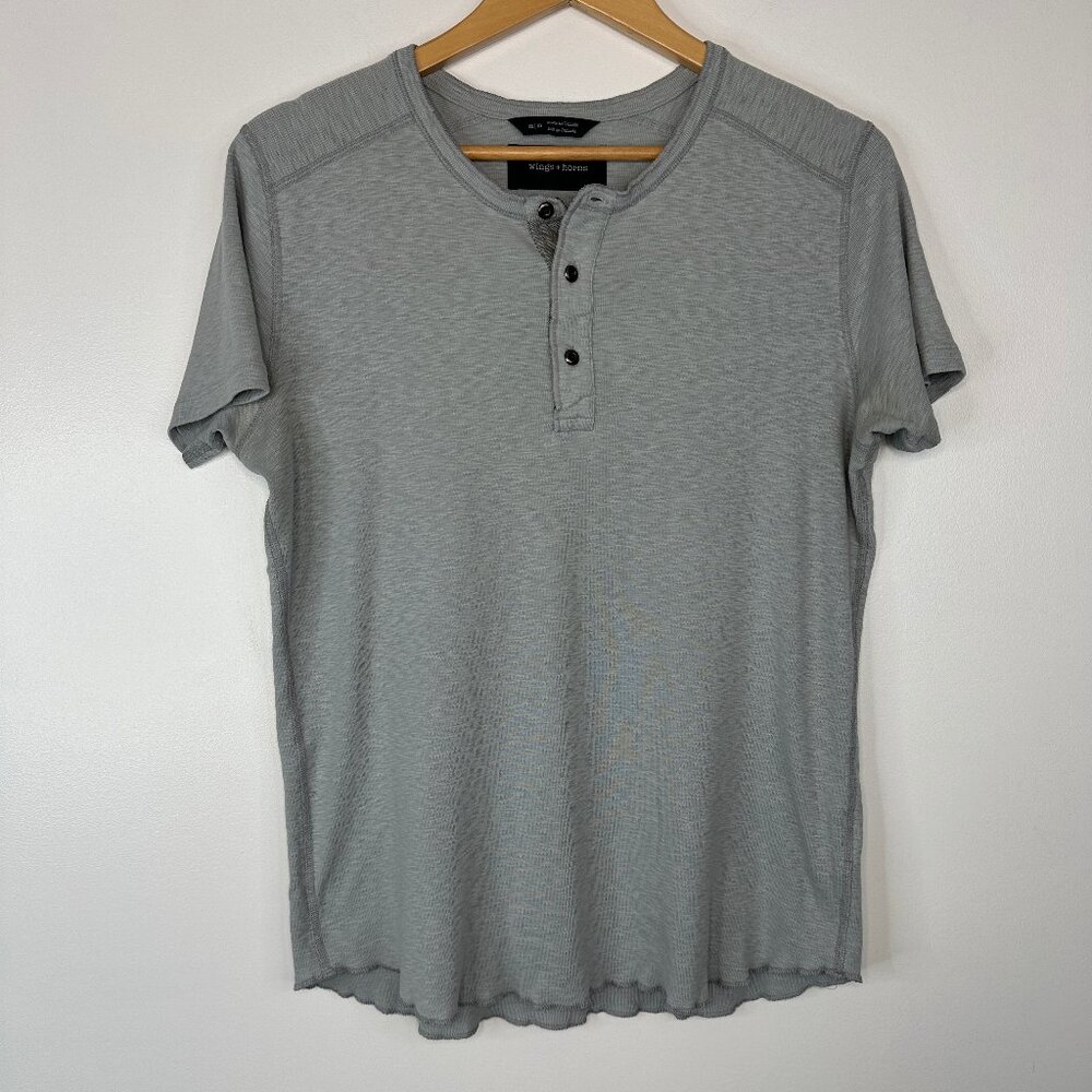 Wings + Horns Mens Short Sleeve Henley Dusty Blue T Shirt Mens M
